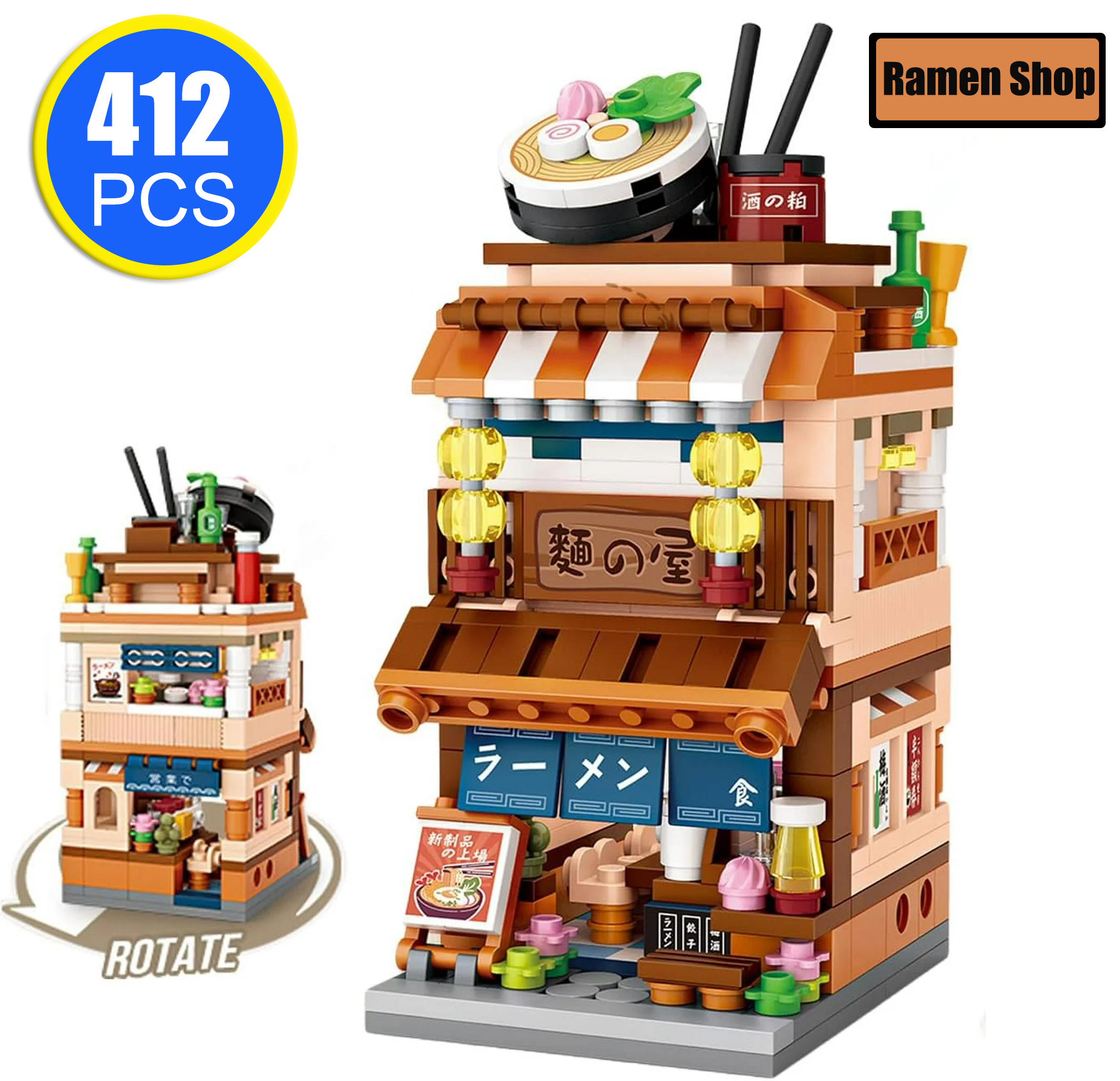 Haibin 412 Pcs Building Brick Sets, Mini City View Building Toy Sets, Japanese Blocks Toy, STEM Gifts for Kids Age 5-16+