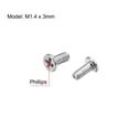 thumbnail image 2 of Uxcell M1.4x3mm Phillips Screw Fastener Silver Tone 2.5mm Dia Screw Head 100 Pack, 2 of 5