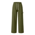thumbnail image 5 of Mens Cargo Sweatpants with Multiple Pockets Casual Elastic Waist Drawstring Relaxed Fit Fashion Wide Leg Joggers Army Green L, 5 of 7