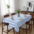 thumbnail image 6 of Blue White Stripe Table Cloth Waterproof Tablecloths, Modern Minimalist Geometric Striped Tablecloth Dining Table Cover for Kitchen Party Tabletop Outdoor, Rectangle Tablecloth 52x70 Inch, 6 of 9