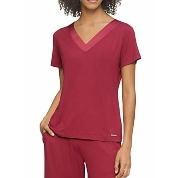 Calvin Klein Women's Red Ultra Soft Sleep Tee, XS