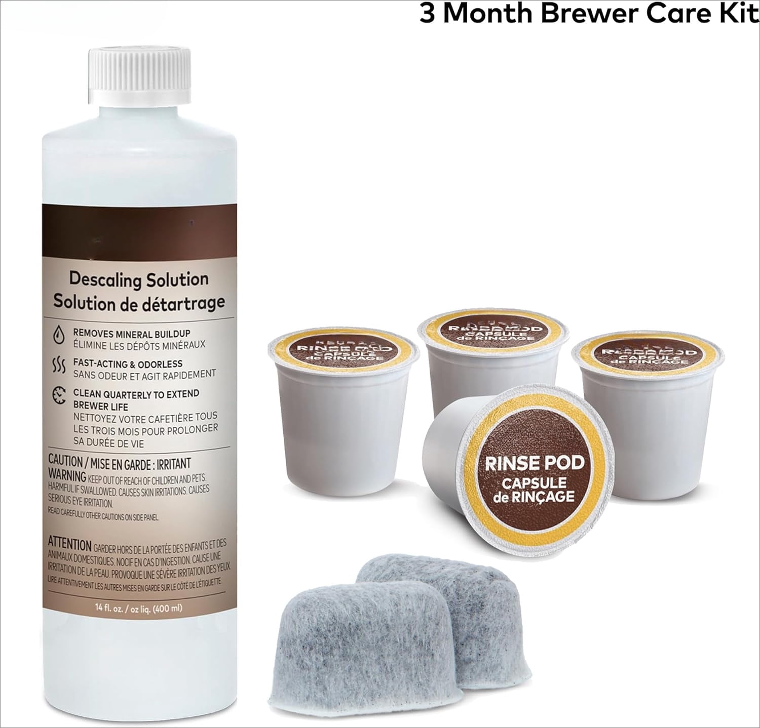 3-Month Brewer Maintenance Kit Includes Descaling Solution, Water Filter Cartridges & Rinse Pods, Compatible Classic/1.0 & 2.0 K-Cup Coffee Makers, 7 Count