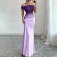 thumbnail image 2 of Laqbezok Women's Gradient Off-Shoulder Maxi Dress, French Chic Slim Fit Evening Gown, Ombre Ruched Mermaid Dress for Party Wedding, 2 of 6