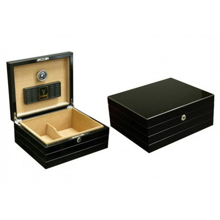 Onyx Desktop Cigar Humidor - High Gloss Black - Capacity: