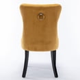 thumbnail image 6 of Set of 2 Dining Chairs, Velvet Upholstered High Back Chairs Tufted Seats Set with Nailhead Trim and Pull Ring, Dining Chairs with Wood Legs for Living Room Dining Room, Yellow, 6 of 7