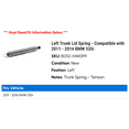 thumbnail image 2 of Left Trunk Lid Spring - Compatible with 2011 - 2016 BMW 535i 2012 2013 2014 2015, 2 of 2