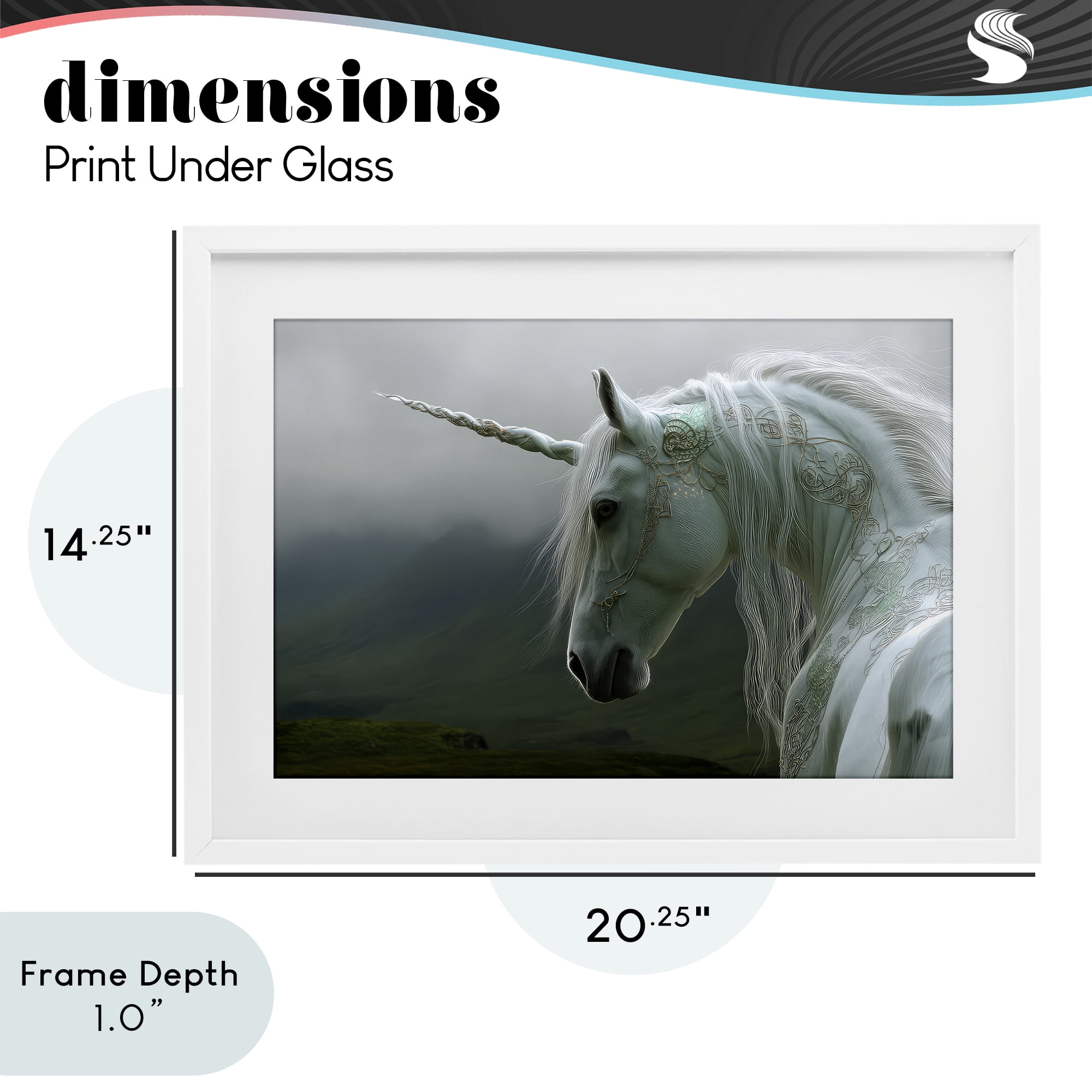 Stupell Industries Dreamy Celtic Unicorn White Framed Print Under Glass, design by The Wands Want
