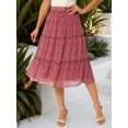 thumbnail image 3 of DARING DIVA Women's Midi Elastic A-Line Ruffle Flowy Skirts Medium Wine Red, 3 of 8