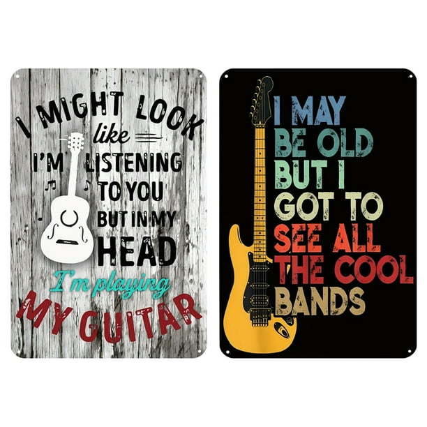 Póster de guitarra de hierro, placa de Metal Vintage, Kit de pintura Rectangular, 20x30cm, 2 uds.