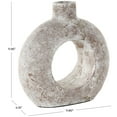 thumbnail image 3 of DecMode 12" Antique Style Textured Circle Donut Cream Ceramic Vase, 3 of 9