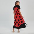 thumbnail image 2 of Red Celtic Knot Printed Short Sleeve Maxi Dress, Irish St. Patrick'S Day Fashion Summer Maxi Dress For Women, 2 of 4