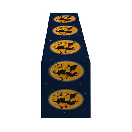 

Baiwo Table Runner Reusable Beautifully Atmosphere Dustproof Protective Decorative Easy to Clean Festival Halloween Pumpkin Table Mat Cloth for Daily Life