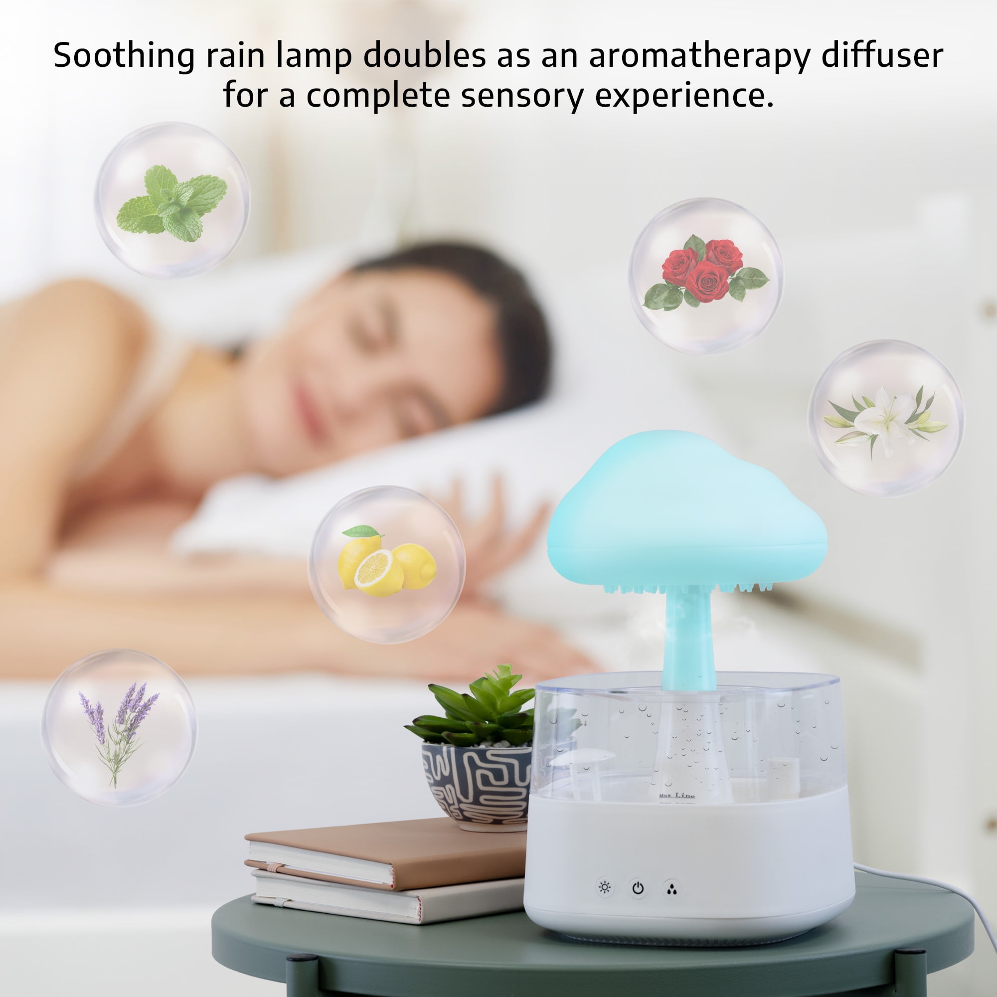 BrightSide Rain Cloud Mood Lamp with Mist - USB Powered and Color Changing Lights, 5.63" Height