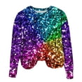 thumbnail image 2 of Plus Size Tops for Women Long Sleeve Round Neck Sequins Carnival Printed Sweatshirt Purple M, 2 of 4