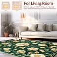 thumbnail image 2 of ODIKA 2'x3' Machine Washable Non-Slip Area Rug, Vintage Botanical Medallion with Elegant Floral Motifs and Ornate Borders High Traffic Rug, Green, 218353, 2 of 7