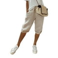 thumbnail image 1 of Innerwin Women's Drawstring Bermuda Shorts, Khaki, XS, 1 of 2