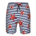 thumbnail image 3 of Goofa Starfish Navy Blue Stripe Printed Mens Swim Trunks Summer Quick Dry Short Beach Swimwear Bathing Suits-3X-Large, 3 of 9