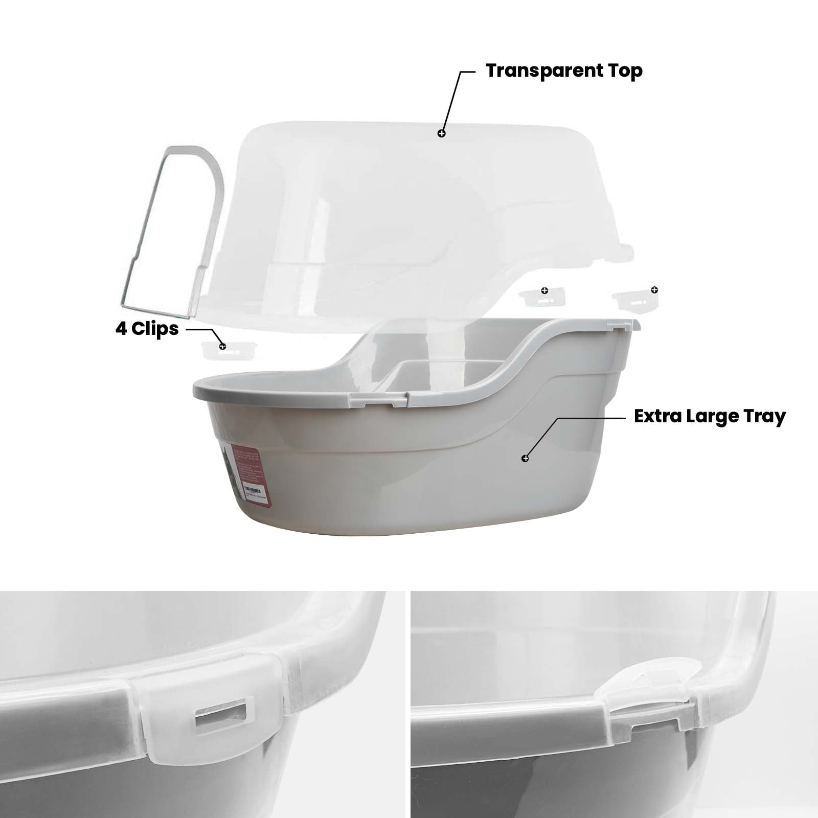 Petfamily Extra Large Cat Litter Box, Color Gray, Jumbo Hooded, 24.8 x 20 x 16.5 in