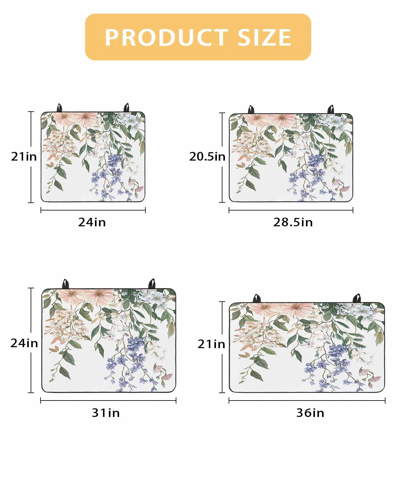 nqOlkjepod Large Induction Cooktop Protector Mat 24"x21", Spring Floral Leaves Stove Top Covers for Electric Stove, Rustic Watercolor Flowers Stove Burner Cover Mats, Glass Top Stove Cover