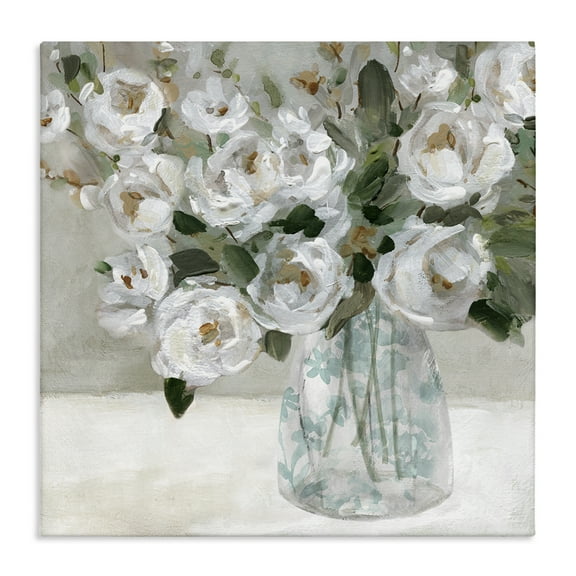 Stupell Industries Lovely Rose Still Life Plants & Flowers Painting Wrapped Canvas Art Print Wall Art, 17 x 17