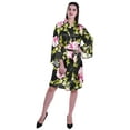thumbnail image 3 of Moomaya Printed Womens Kimono Sleeve Robes Satin Silk Getting Ready Bridal Robe Coverup, 3 of 7