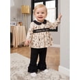 thumbnail image 5 of Loicainy Baby Toddler Girl New Year Outfit 6 12 18 24 Months 2T 3T 4T Letter Embroidery Tops and Ruffles Flare Pants Clothes Set, 5 of 9