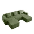 thumbnail image 6 of Newest Modular 3 Seat U Shape Sectional Boneless Sofa, Cloud Sectional Couch,Deep Seat, Modern Modular 3-Seat Sofa Couch,Throw Pillows,2 Movable Ottomans, Corduroy Fabric Green, 6 of 11