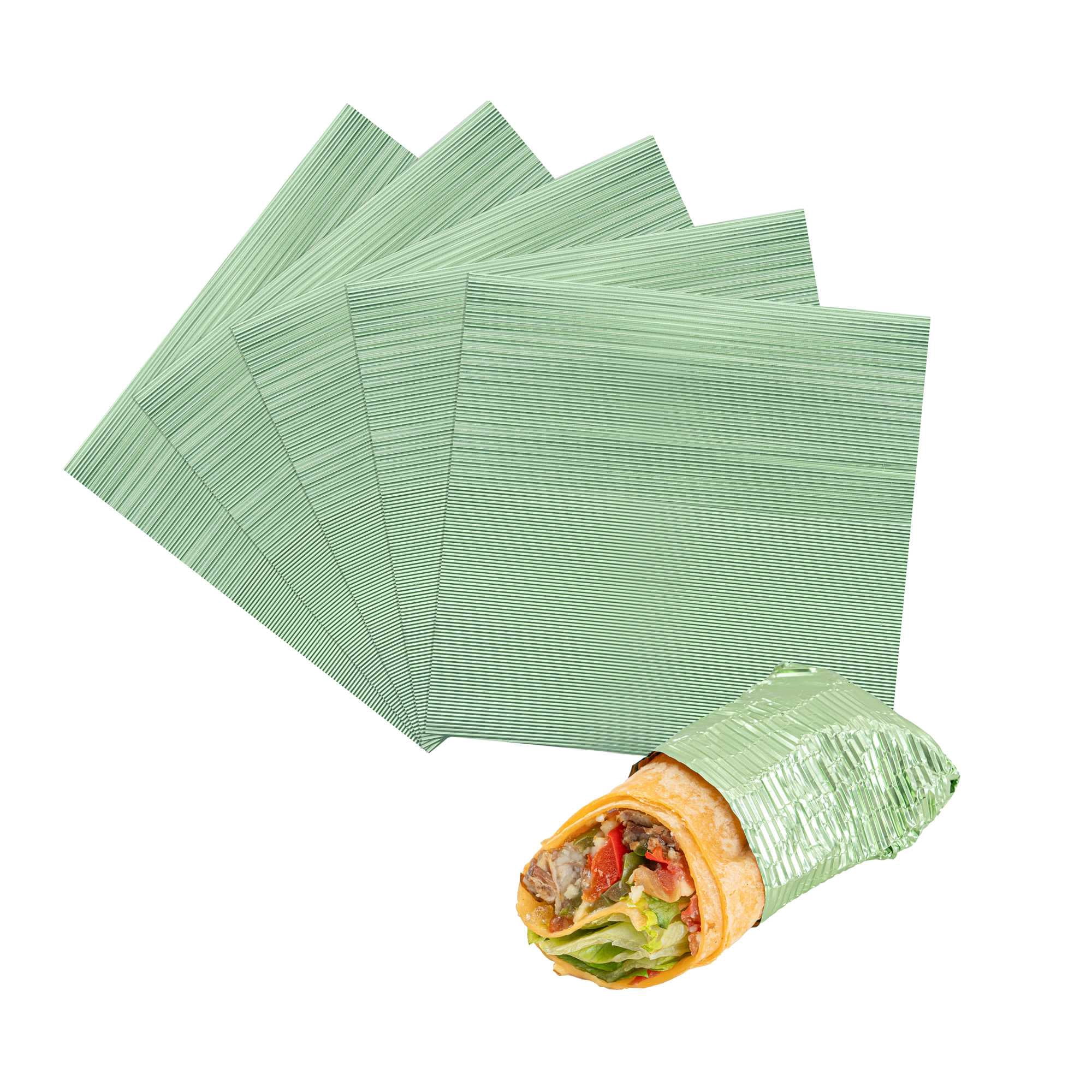 Restaurantware-12" x 12" Rippled Aluminum Foil Food Wrap and Fry Basket Liner: Perfect for Restaurant Take Out, Bakeries, and Food Trucks - Green Foil Sandwich Wraps - 500-CT