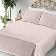 thumbnail image 3 of Ambesonne Floral Fitted & Flat Sheet with Shams 4 Pcs Set, Garden Rising Leaves Print, King, Pale Pink White, 3 of 5
