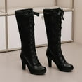 thumbnail image 6 of Black Women'S Long Boots With High Heel And Knee Boots Design For Winter Casual Outfits Comfortable Pu Leather Construction, 6 of 9