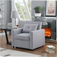 thumbnail image 3 of JERFIT Convertible Sleeper Chair with Pull-Out Bed, Light Gray Linen Fabric, Includes Side Pocket and Pillow for Living Room, Apartment, 3 of 9