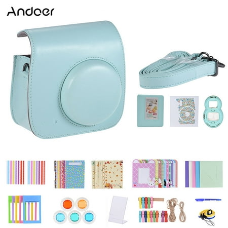 Image of Andoer 14 in 1 Instant Camera Accessories Bundle Kit Accessory Replacement for Fujifilm Instax Mini 9/8+/8 include Case/Strap/Sticker/Selfie Lens/5 Filter/Album/4 Kinds Film Frame/40 Corner Sticker/Co