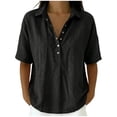 thumbnail image 3 of 2025 New Fashion Plus Size Womens Spring And Summer V-Neck Long Sleeve Solid Loose Casual Cotton Trendsetting Women's Apparel, 3 of 8