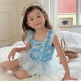 thumbnail image 5 of Mercatoo Baby Girls Princess Lace Layer One 𝐏iece Swimsuit Tutu Dress Bathing Suit Bikini 2Pcs Sets with Hat Toddler Swimwear, 5 of 8