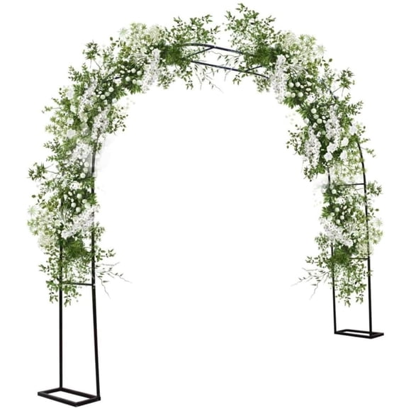 Bingirl 9ft x 7ft White Metal Garden Arch Arbor for Climbing Plants - Ideal for Wedding Ceremonies, Parties, Rose Lawns, Courtyards, and Patios