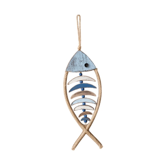 Escultura de pared colgante de madera con forma de pez para decoración del hogar, dormitorio y habitación con temática oceánica. Sin Aleta 47x18cm
