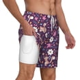 thumbnail image 3 of Picia Cute Squirrel Floral pattern Mens Swim Trunks with Compression Liner Stretch Beach Shorts Quick Dry with Zipper Pockets No-Chafing Board Shorts-Large, 3 of 9