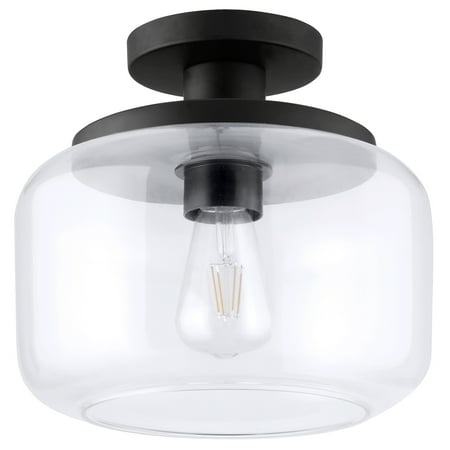 

Evelyn&Zoe Mid-Century Modern 11 Wide Blackened Bronze Semi Flush Mount