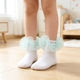 thumbnail image 2 of Abcomgle Girls Frilly Ruffle Lace Socks Soft Cotton Ankle Dress Socks | Soft breathable cotton ankle socks with layered ruffles, for flower girls, church, party, school uniform, and daily wear Cyan, 2 of 6