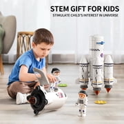 Space Rocket Toys for 3 4 5 6 7 8 9 Years Old Kids Science Educational Toys 5-in-1 STEM Aerospace Toy with 2 Astronauts, Projection Lamp, Space Toys Gift for Boys Girls 3+