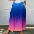 thumbnail image 2 of LIBRCLO Skirts for Women Maxi Length Gradient Printed Elastic Waistband Pleated Skirts with Pocket Summer Casual Clothes, 2 of 6