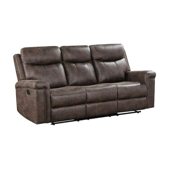 New Classic Furniture Quade Polyester Fabric Sofa with Dual Recliner in Mocha