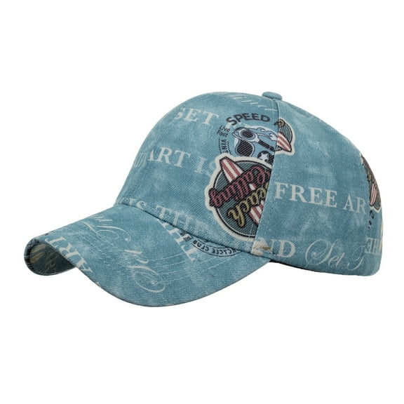 UDIYO Baseball Cap Buckle Closure Folding Wide Brim Washed Adjustable Sun Protection Casual Fashion Letter Print Men Women Unisex Sport Hat for Daily Life