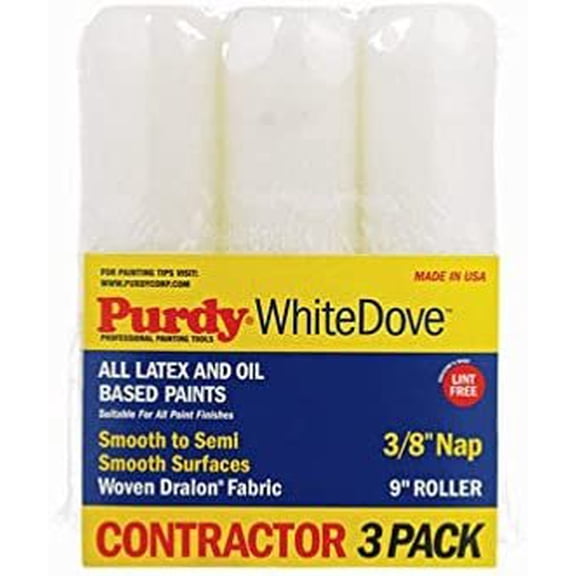 Purdy 14b863000 9" X 3/8" White Dove Roller Covers 3 Count