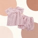 thumbnail image 4 of Conjunto de verano para niñas, cuello redondo, manga corta, estampado floral pequeño con lazo, material de gasa, pijama cómodo y transpirable de dos piezas para niñas pequeñas, conjunto de algodón par, 4 of 9