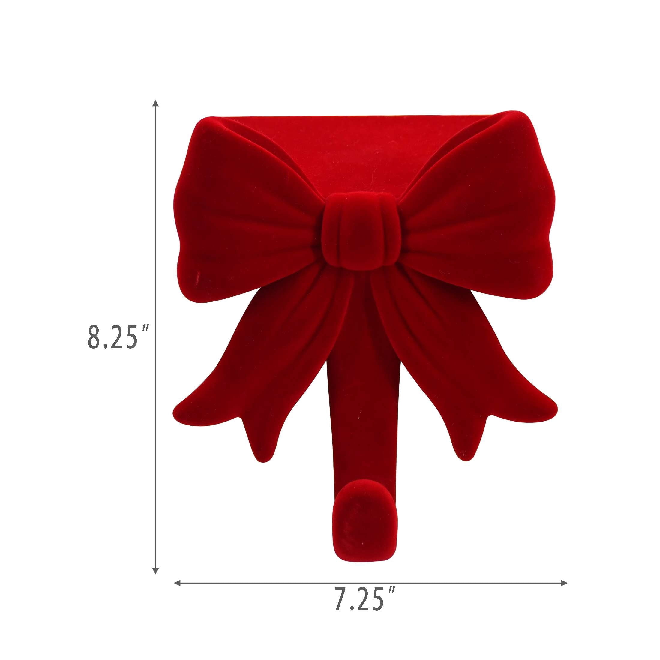 Red Velvet-Feel Bow Christmas Stocking Holder, 8.3", by Holiday Time
