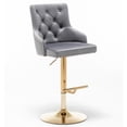 thumbnail image 1 of Brightcast 2-piece Velvet Tufted Gold Bar Stools in Dark Gray, 1 of 4