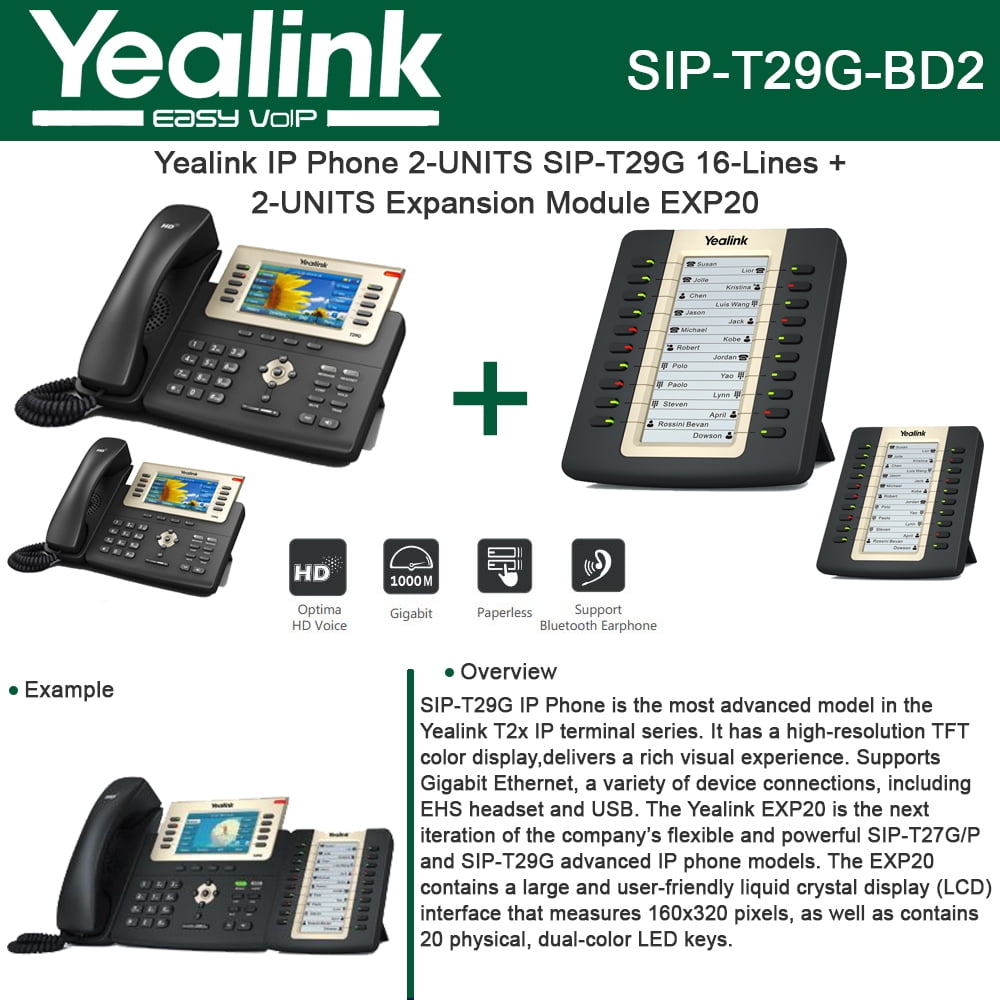 Yealink SIPT29G IP Phone PoE 2UNITS + EXP20 2UNITS LCD Expansion