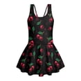 thumbnail image 4 of COEQINE Girls Swimsuit for Swimming, One Piece with Full Coverage Skirt & Built-in Brief, Stretchy Scoop Neck Swim Dress, Fixed Wide Straps, for Kids 3-4 Years, Cute Cherry Print, 4 of 8