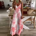 ZHANGSANSD Romantic Pink Petals74 Women's Casual Halter Maxi Dress